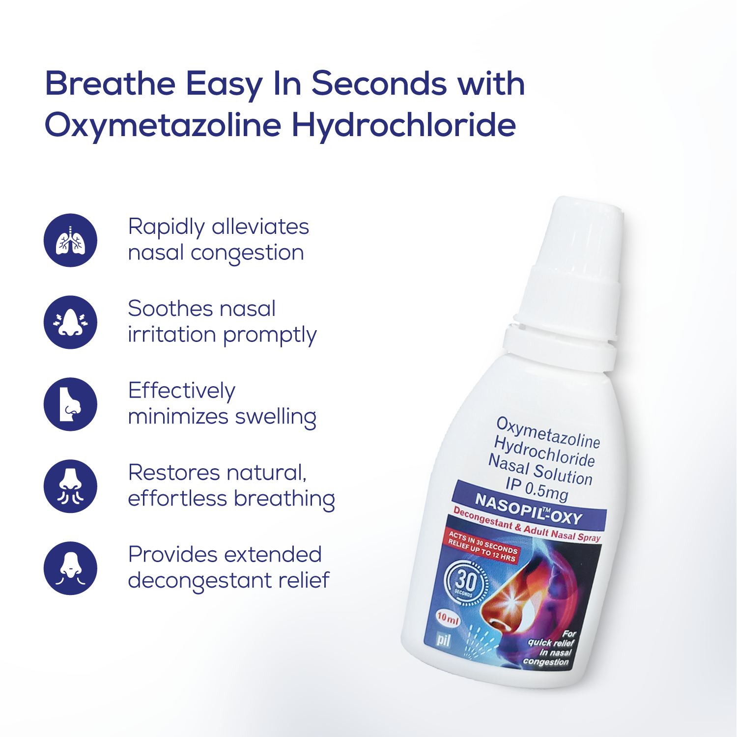 Nasopil Oxy Adult Nasal Spray – Fast Relief from Nasal Congestion – PIL