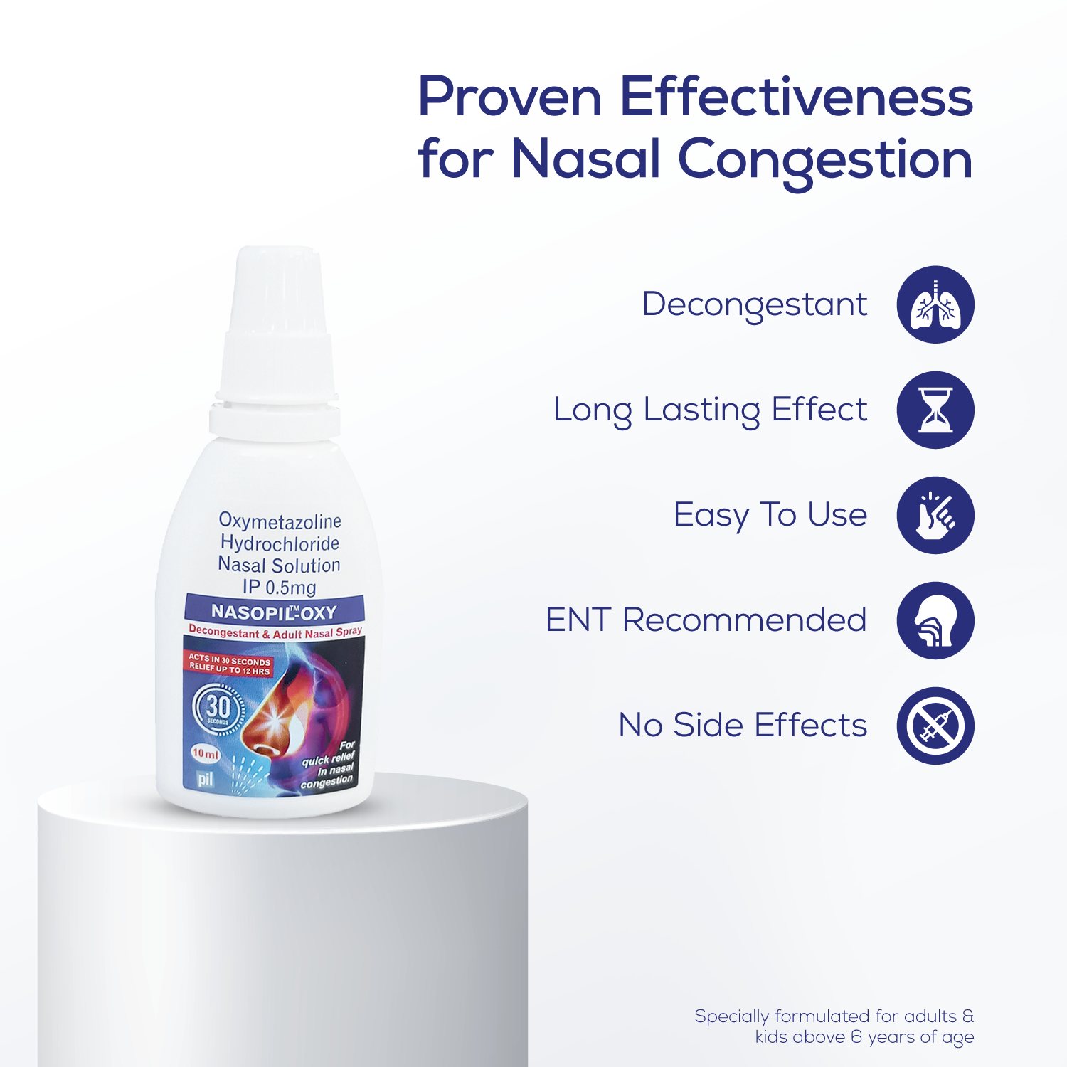 Nasopil Oxy Adult Nasal Spray – Fast Relief from Nasal Congestion – PIL