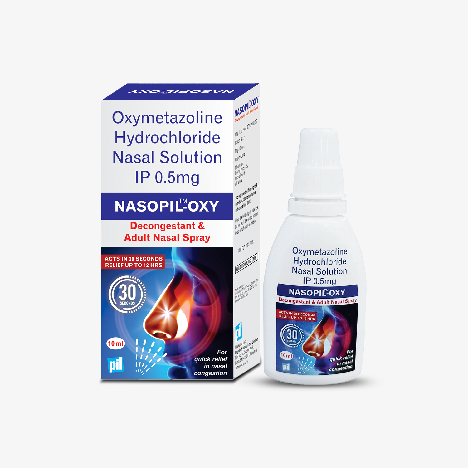 Nasopil Oxy Adult Nasal Spray – Fast Relief from Nasal Congestion – PIL